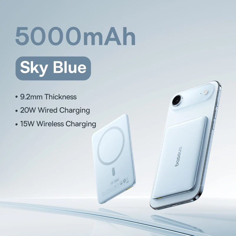 5000Mah Magnetic Power Bank 15W Wireless 20W Wired Charging Thin Card-Sized Slim Portable Powerbank for Iphone 17 Samsung