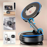Strong Magnetic Car Phone Holder Foldable Magsafe Design 360° Adjustable Vacuum Mount for Car/Desk/Bathroom/ Use Metal