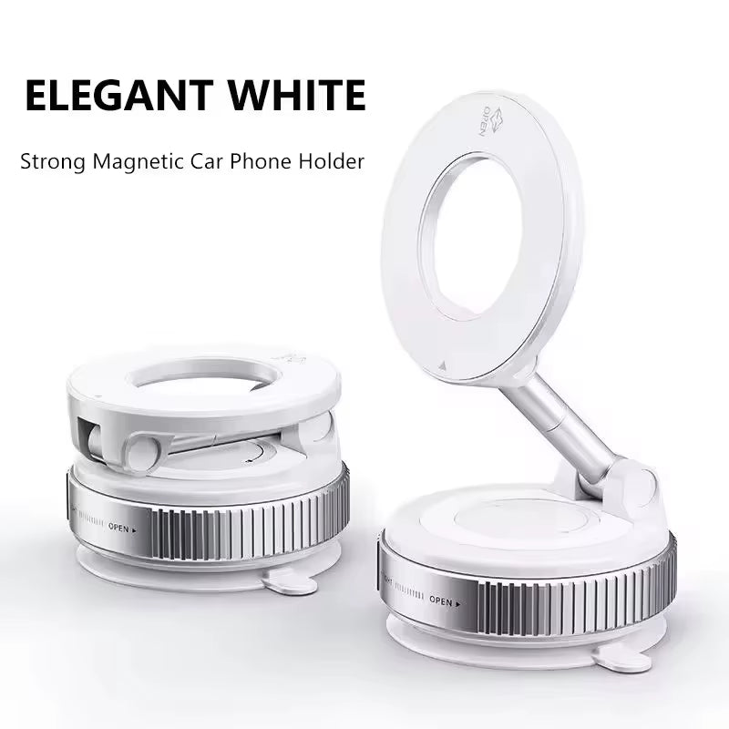 Strong Magnetic Car Phone Holder Foldable Magsafe Design 360° Adjustable Vacuum Mount for Car/Desk/Bathroom/ Use Metal