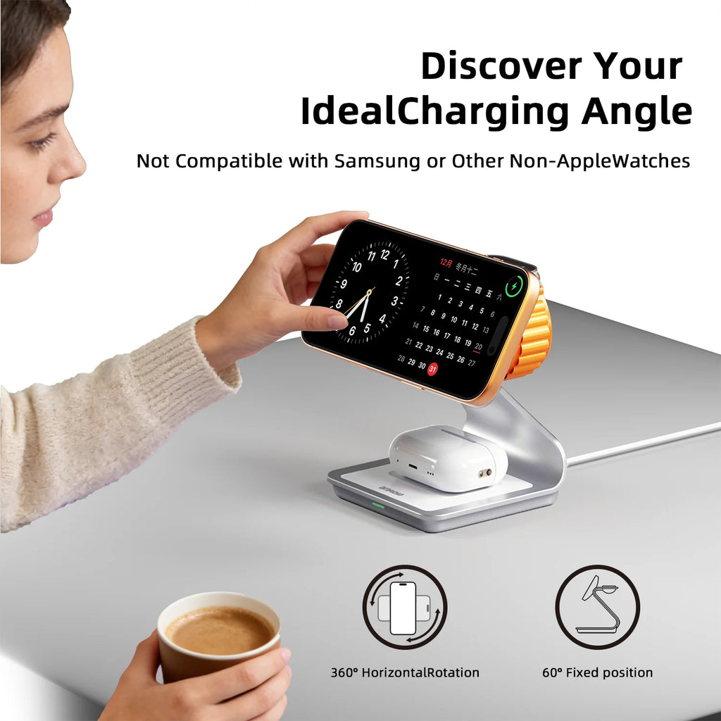 Bonola Magnetic 3 in 1 Wireless Charger for Iphone 17/16/15/13/14/12 30W Wireless Charging Station for Apple Watch/Airpods Pro