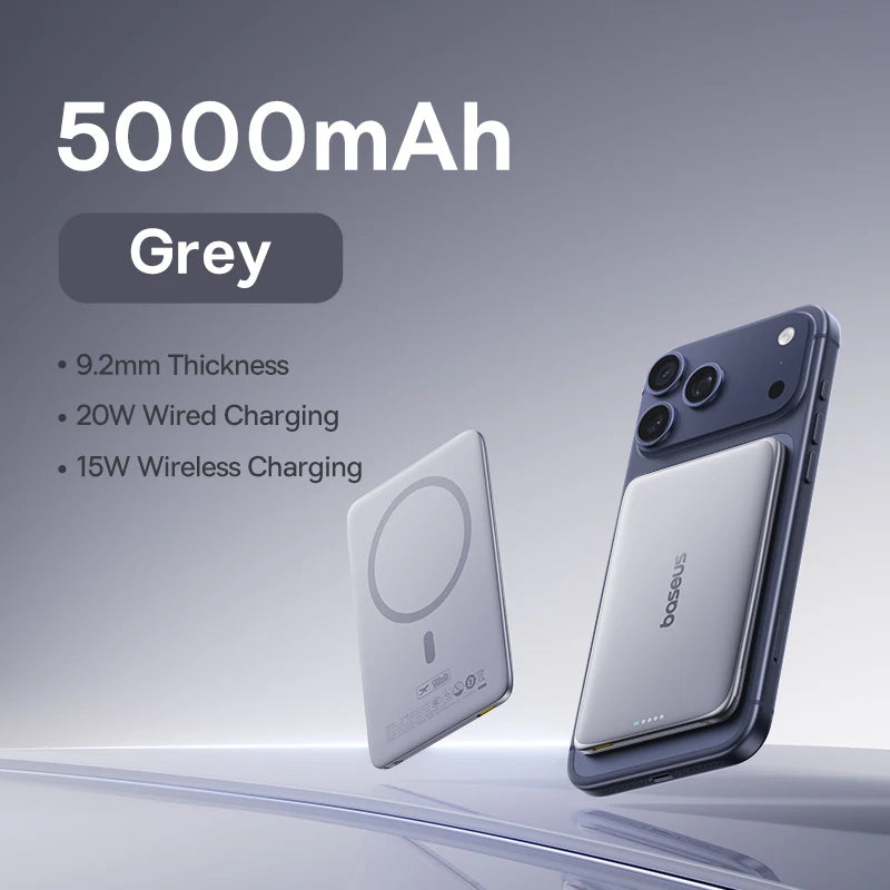 5000Mah Magnetic Power Bank 15W Wireless 20W Wired Charging Thin Card-Sized Slim Portable Powerbank for Iphone 17 Samsung